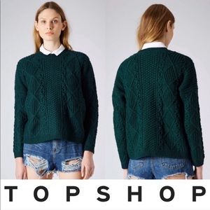 Topshop Forest Green Cable Knit Sweater